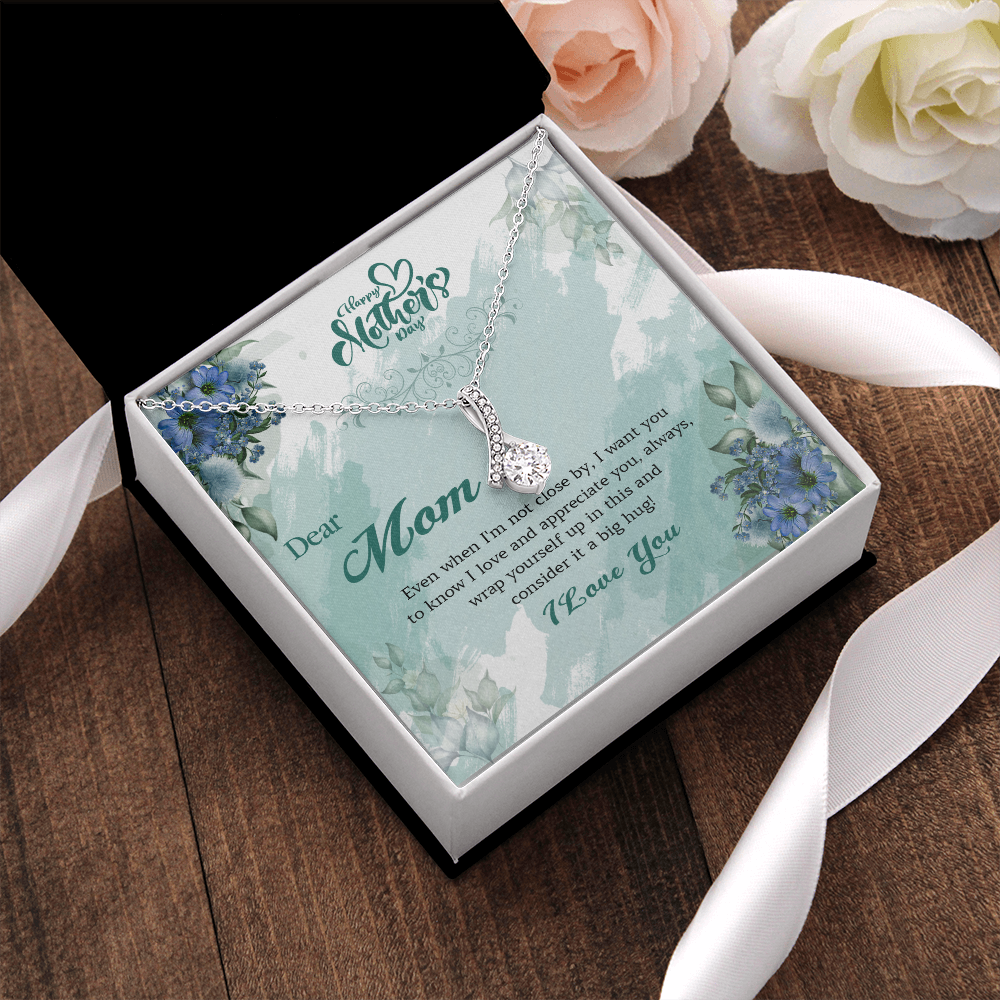 411B Dear Mom I Love You Necklace, Happy Mothers Day Gift Necklace, Necklace Gift Mom