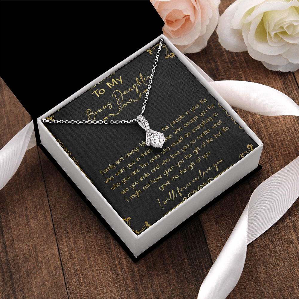 44B To My Bonus Daughter Necklace, Daughter Necklace, Gift Birthday, I Love You