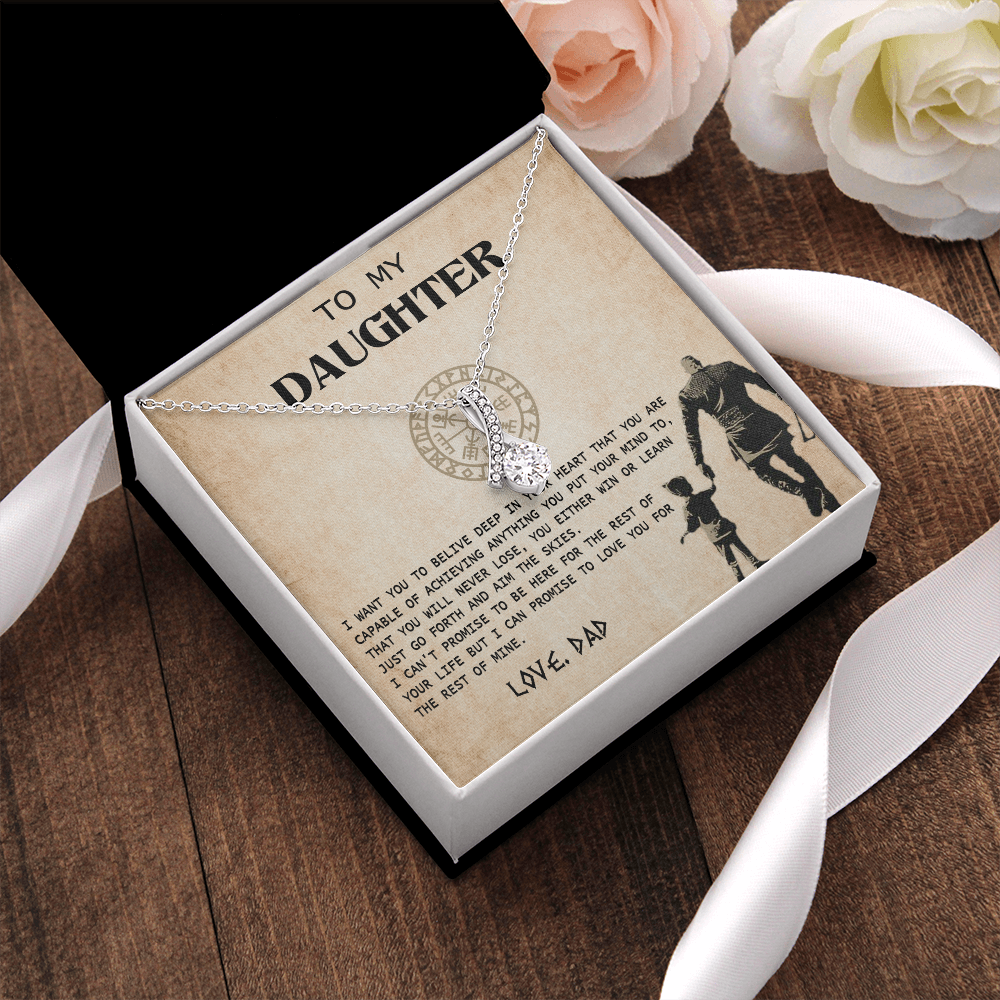 N370B To My Daughter From Viking Dad - Gift For Viking Daughter Love Knot Necklace