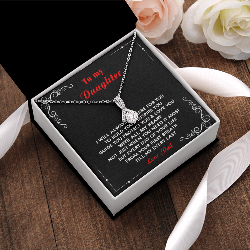 N351B To My Daughter Love Dad - Father and Daughter Necklace Heart Gift from Daddy