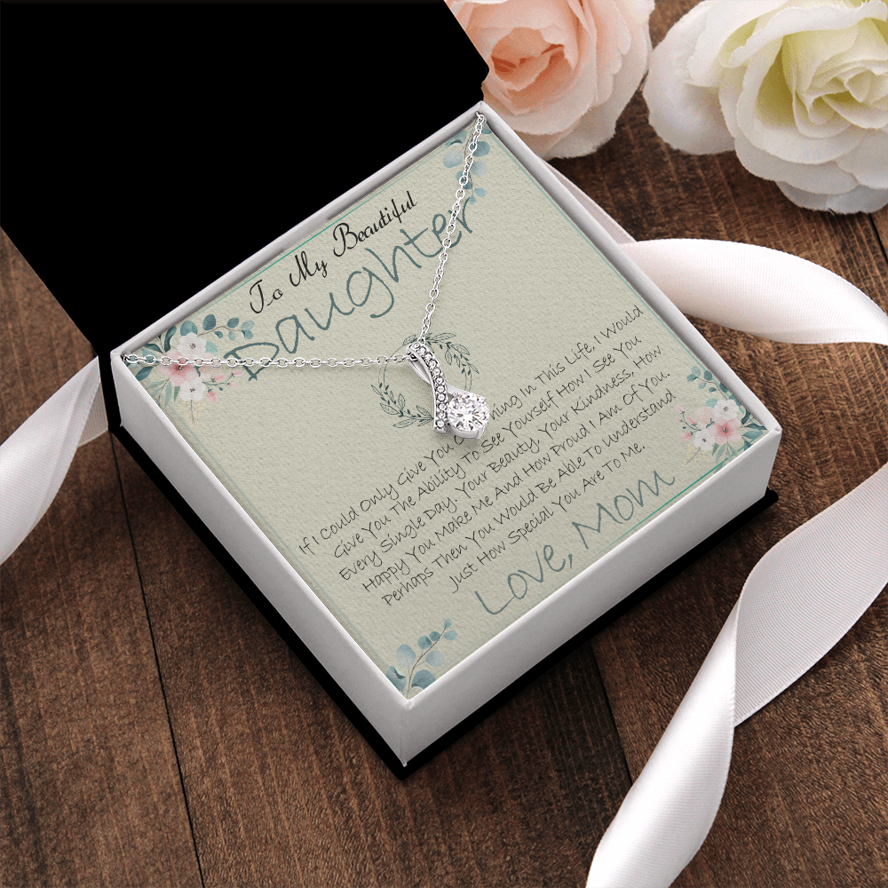 40B Daughter Necklace, To My Beautiful Daughter Necklace Gifts From Mom, Birthday
