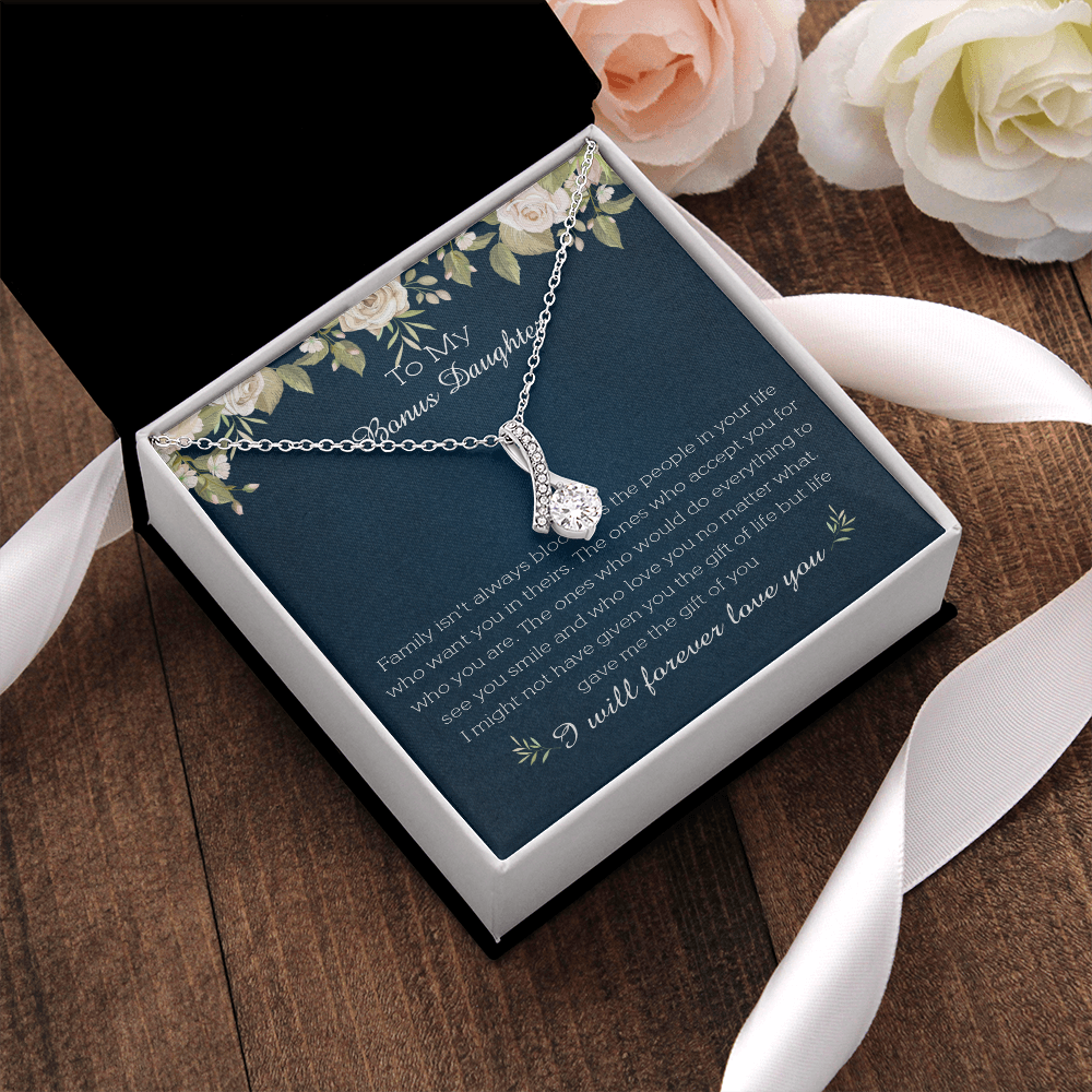 23B To My Bonus Daughter Necklace, I Will Forever Love You, Gift Birthday, Holiday