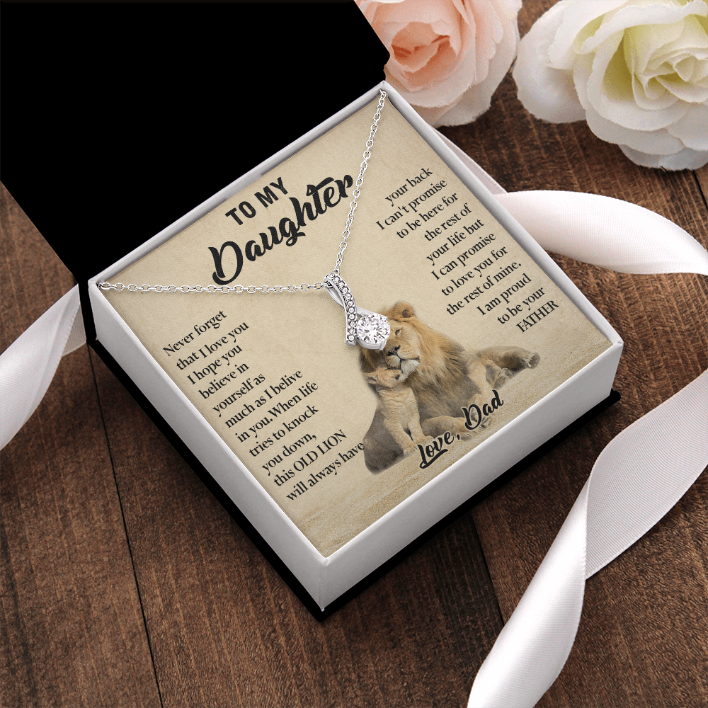 124B Necklace To My Daughter, Lion Daughter Birthday Gift from Lion Dad Necklace
