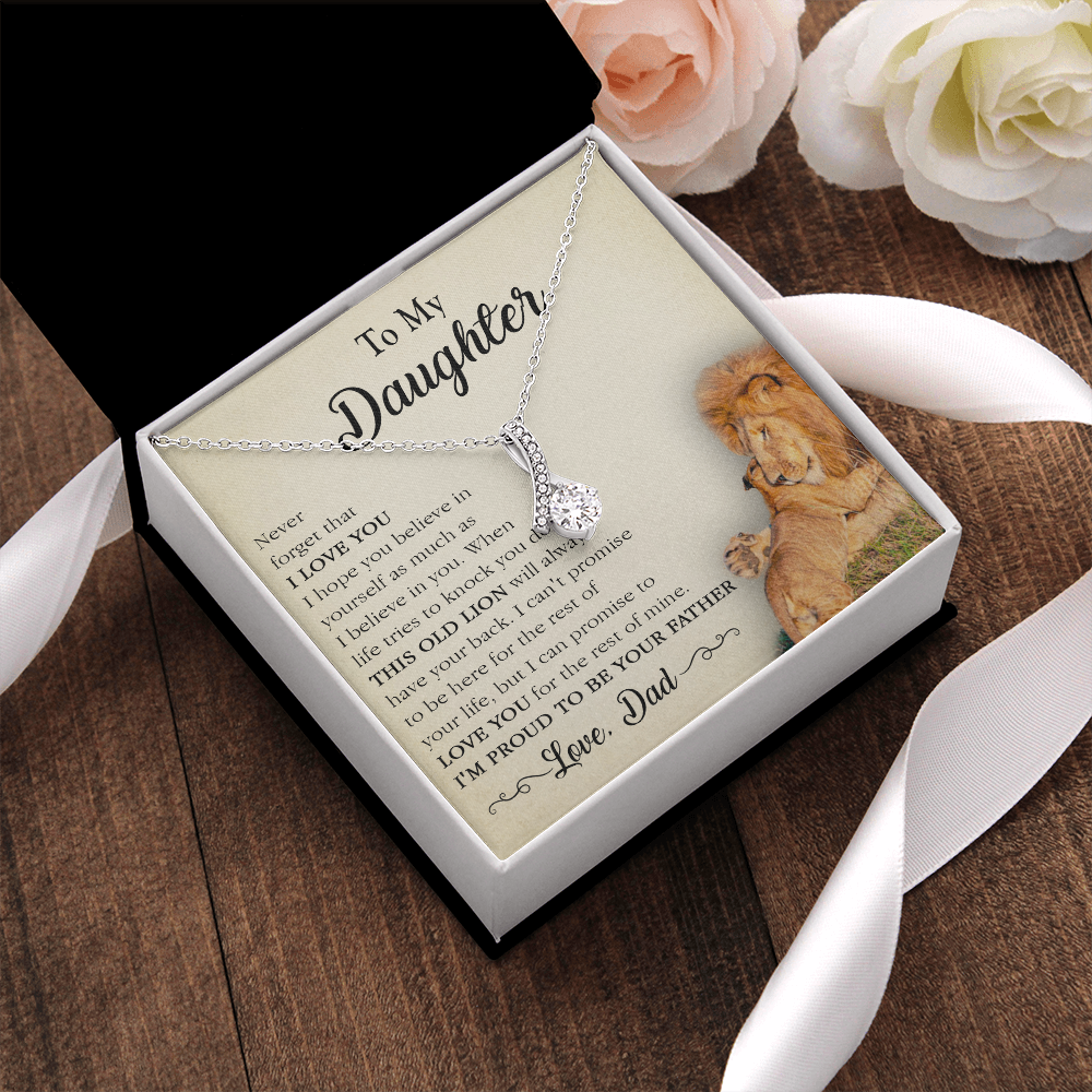 17A Necklace To My Lion Daughter, Necklace Gift for Daughter/Her, Gift From Lion Dad