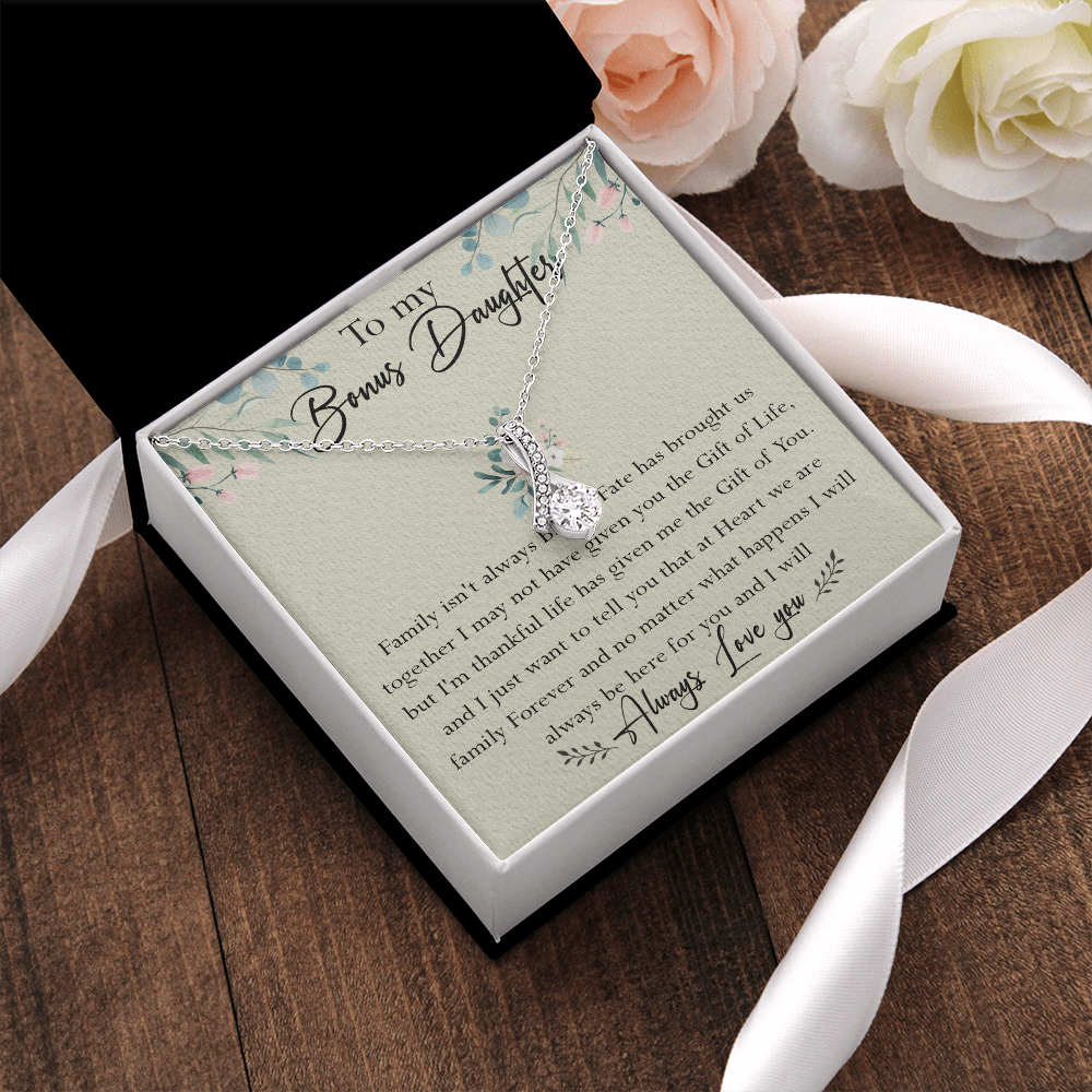 39B To My Bonus Daughter Necklace Family Isn't Always Blood Gift for Bonus Daughter