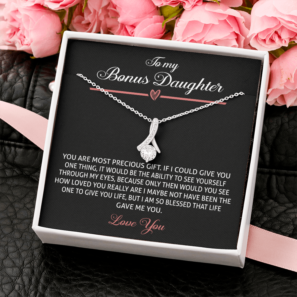 To My Bonus Daughter 464 Necklace, Step Daughter Gift From Stepdad, Stepmom