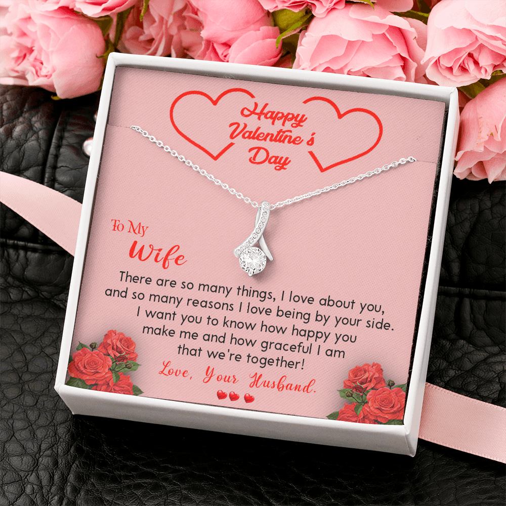 202B - To my Wife Necklace, Happy Valentine's Day Gift Necklace for Beautiful Wife