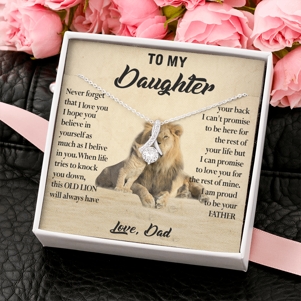 124B Necklace To My Daughter, Lion Daughter Birthday Gift from Lion Dad Necklace