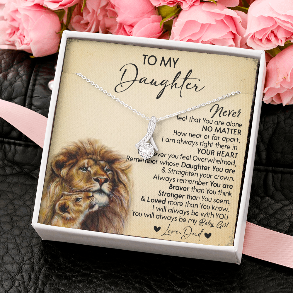 128B Necklace To My Daughter, Gift for Daughter, Birthday Gift, Lion Dad Necklace