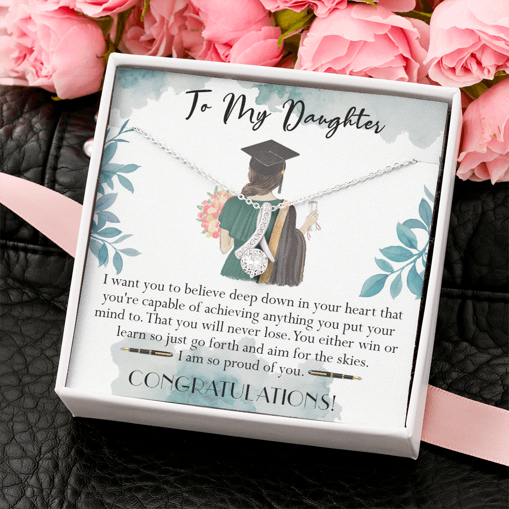 405B To My Daughter Necklace, Congratulations Gift 2022, Graduation Necklace Daughter