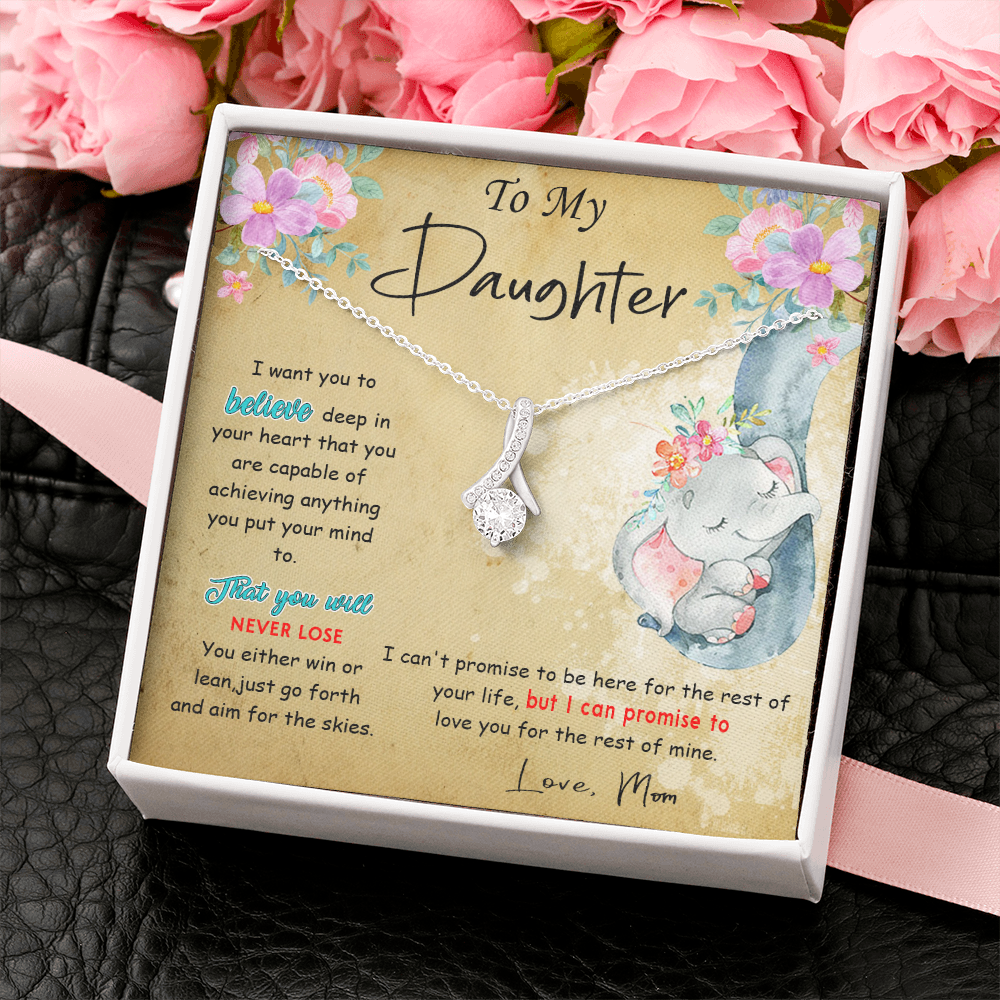 139B To My Daughter Necklace, Perfect Gift for Daughter From Elephant Mom, I Love You