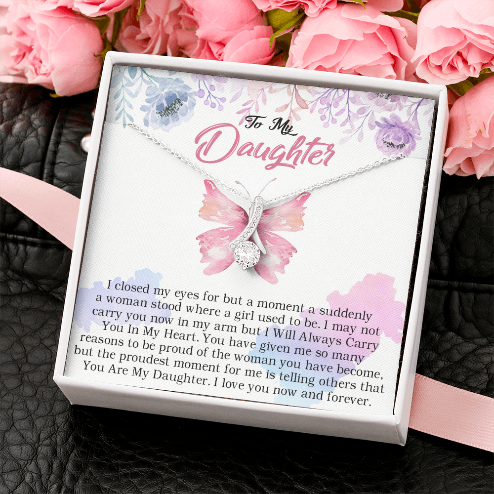 24B Butterfly To My Daughter Necklace, Gift Birthday, Holiday, Daughter Necklace