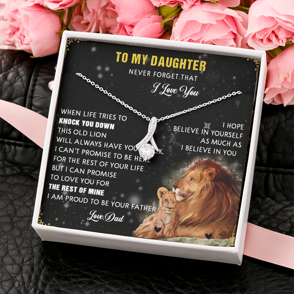 N354B To My Daughter Necklace, Gift For Daughter From Dad, Daughter Father Lion
