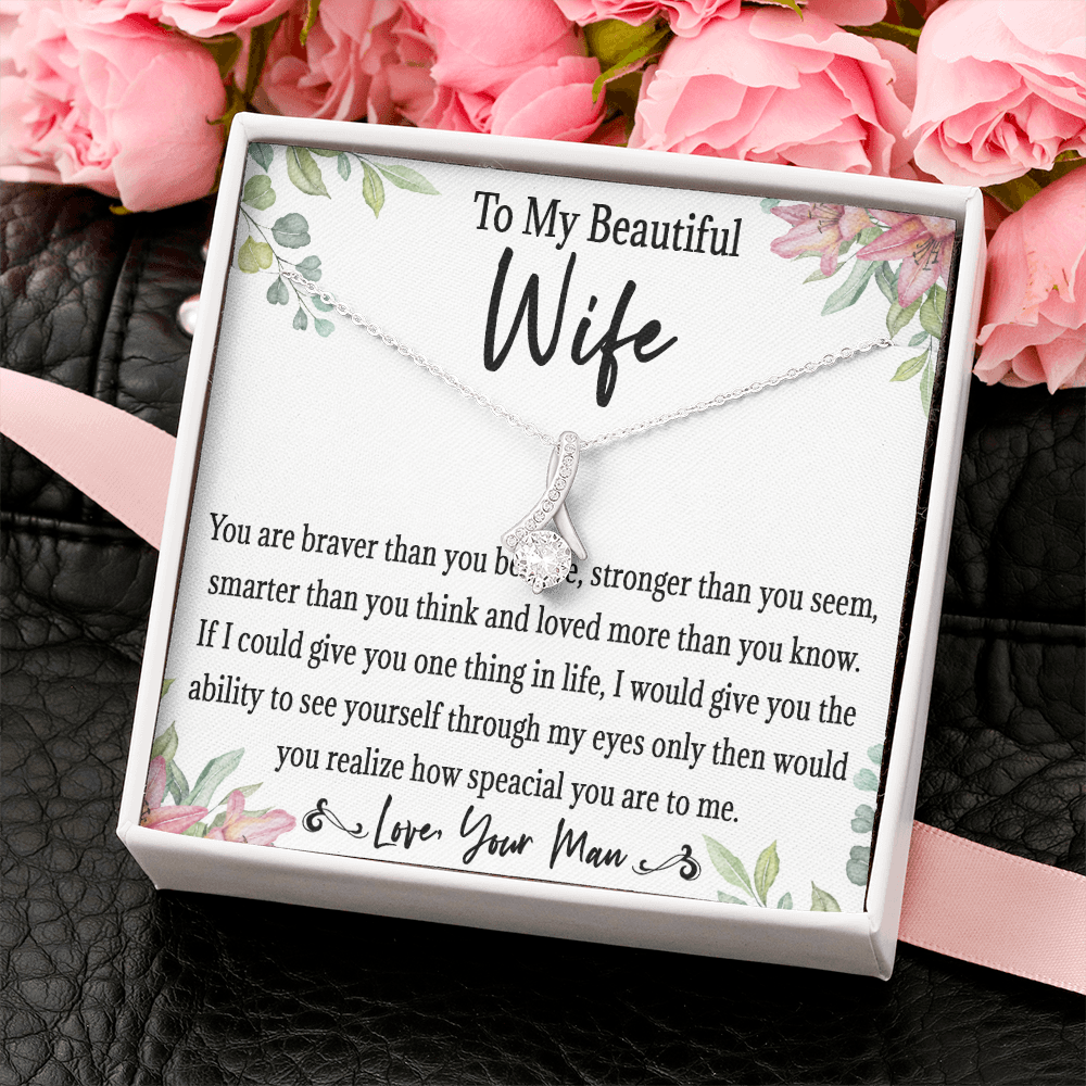 65B Love Gift To My Beautiful Wife, Women Necklace for Her, Birthday from Husband