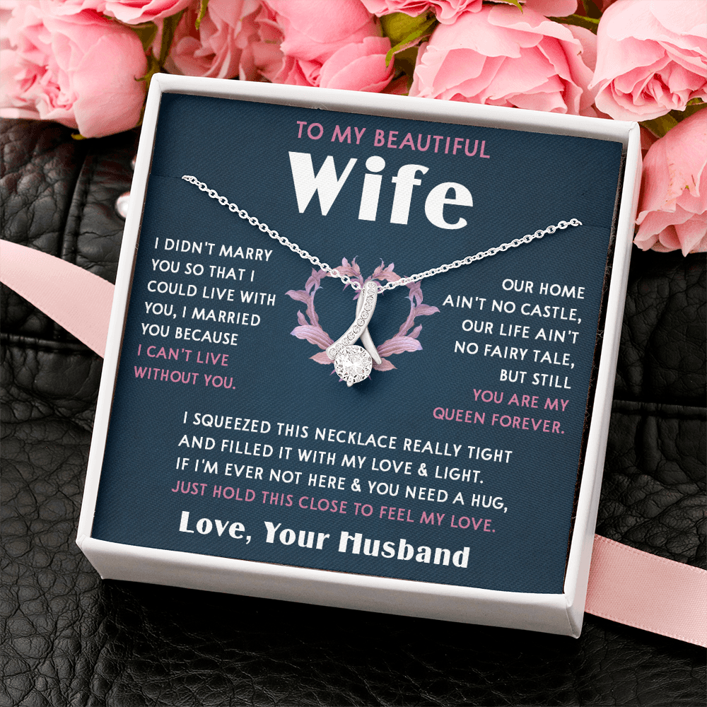 423B To My Beautiful Wife Necklace, Wife Necklace Gift from Husband, Mothers Day Gift