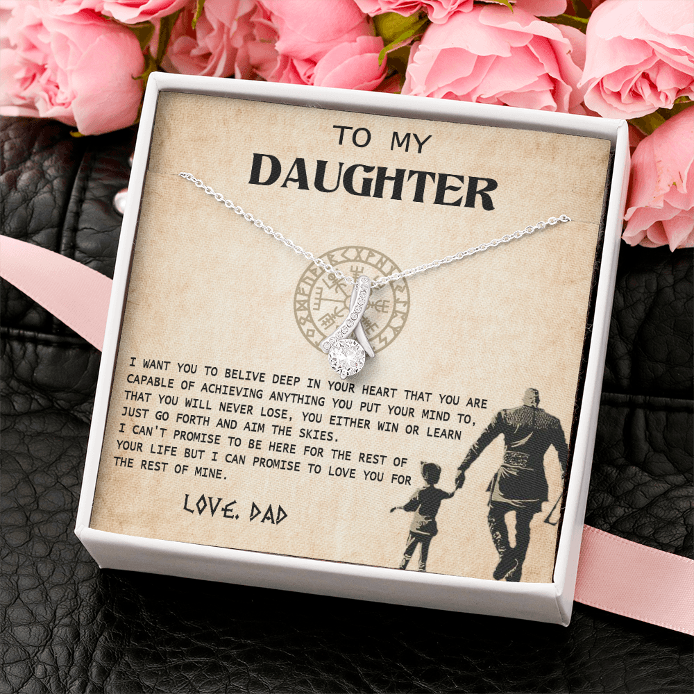 N370B To My Daughter From Viking Dad - Gift For Viking Daughter Love Knot Necklace