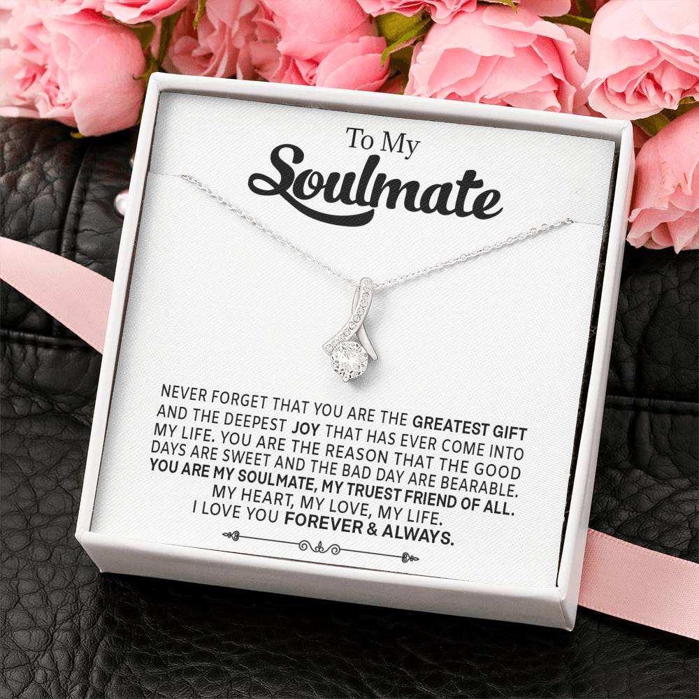 To My Soulmate Necklace Alluring Cubic Zirconia Pendant Gift For Wife Girlfriend