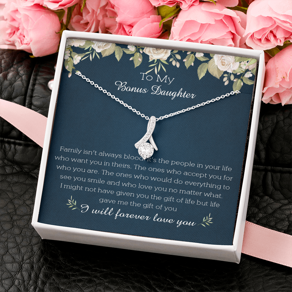 23B To My Bonus Daughter Necklace, I Will Forever Love You, Gift Birthday, Holiday