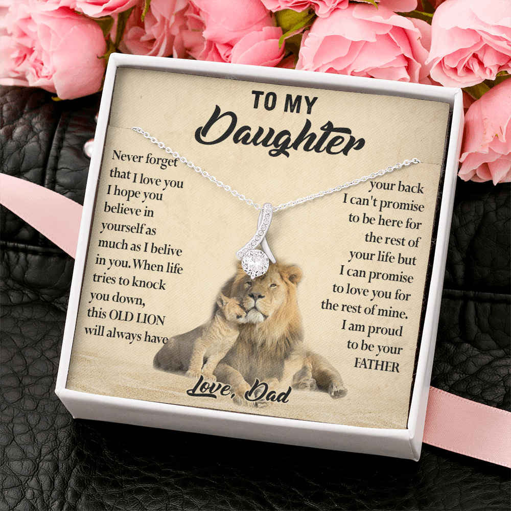 124B Necklace To My Daughter, Lion Daughter Birthday Gift from Lion Dad Necklace