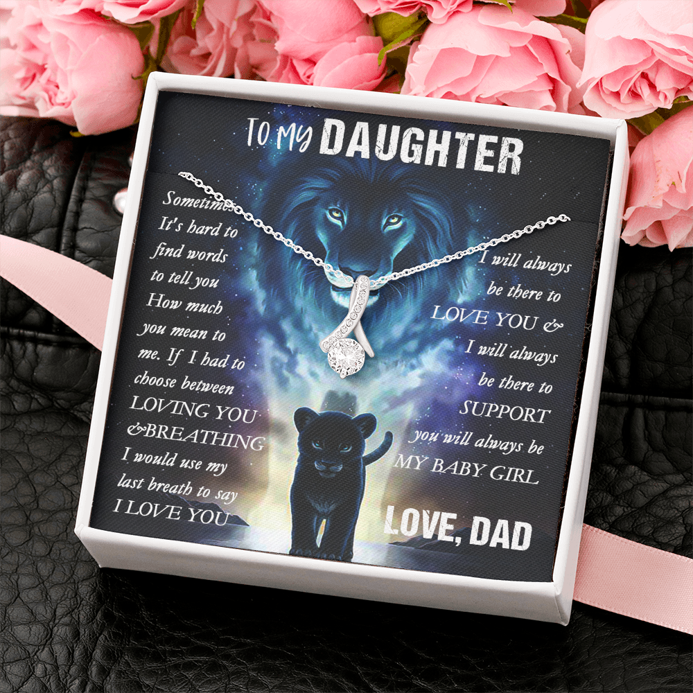 14B To my Lion Daughter Necklace, Lion Dad Gift for Daughter, My Baby Girl Necklace