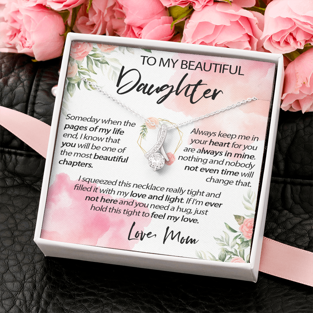 34B To My Beautiful Daughter A Wonderful Daughter Love Knot Necklace, Gift From Mom