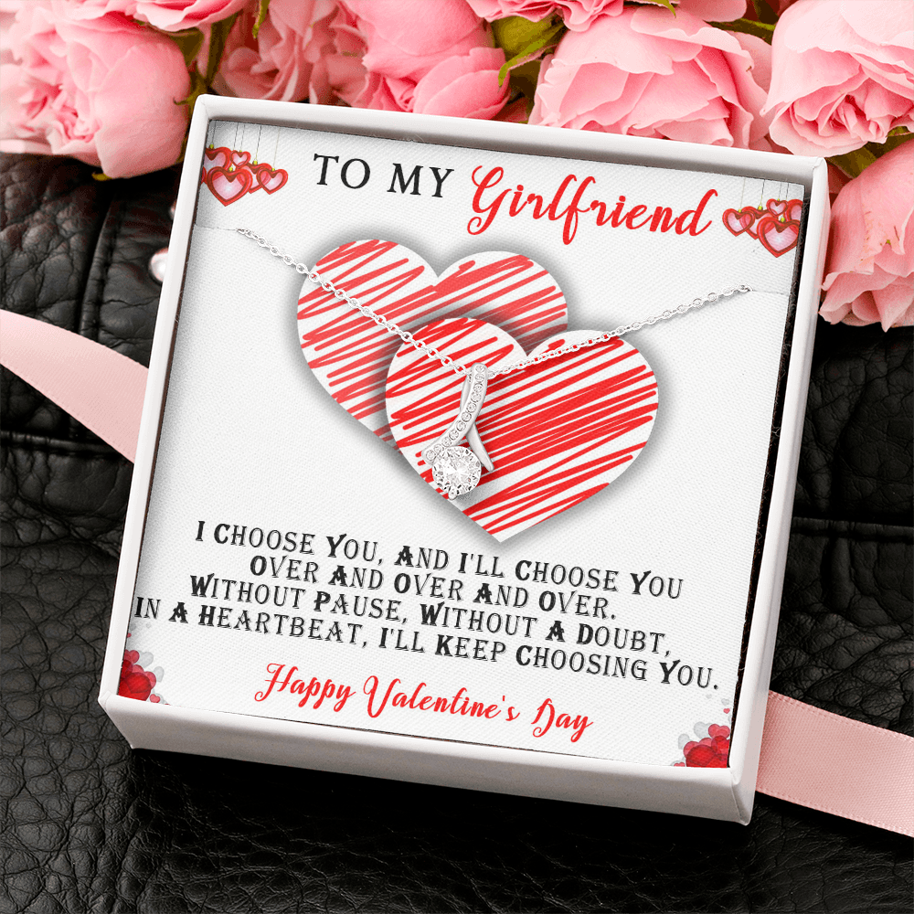 219B - To my Girlfriend Knot Necklace, Cute Love Gift, Valentine Gift from Boyfriend