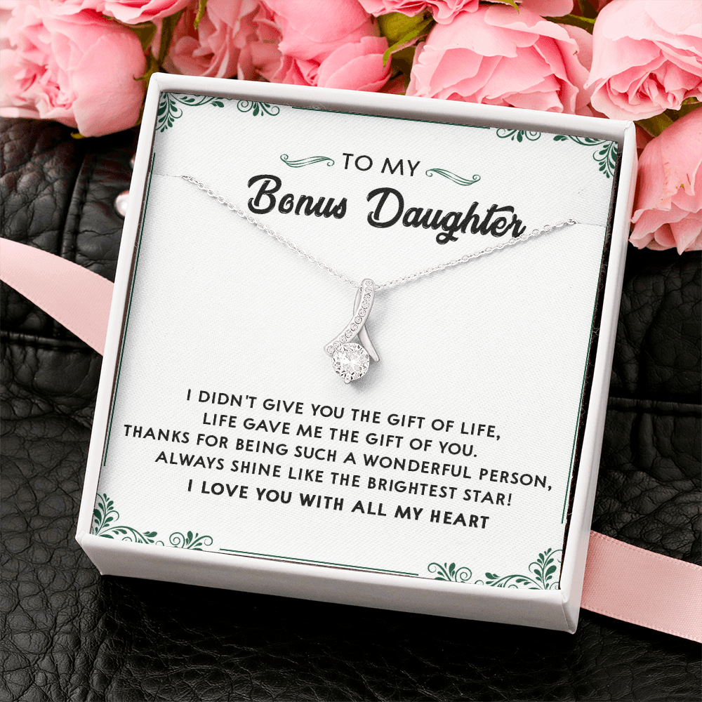 137B Perfect Gift for Bonus Daughter, Daughter Necklace, I Love You With All My Heart