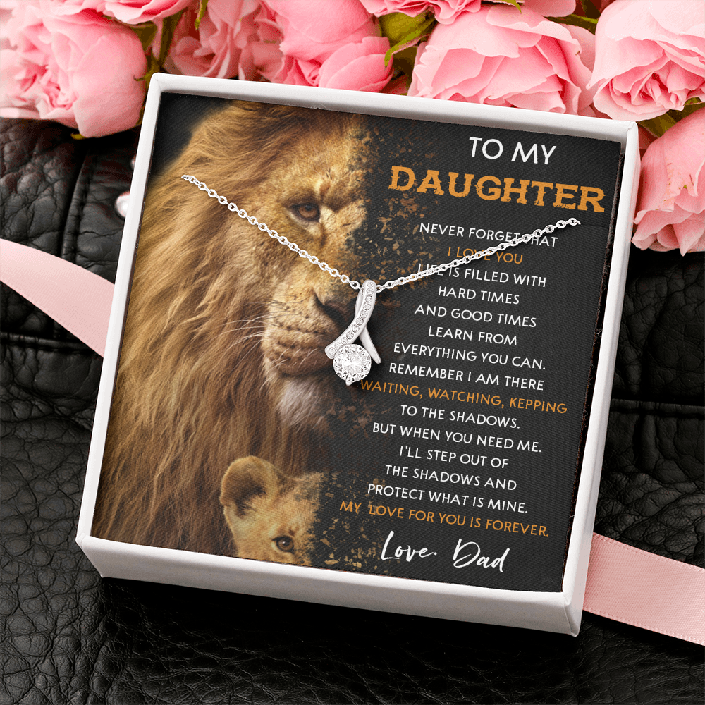 N377B To My Daughter Necklace, Gift For Daughter From Dad, Daughter And Father Lion