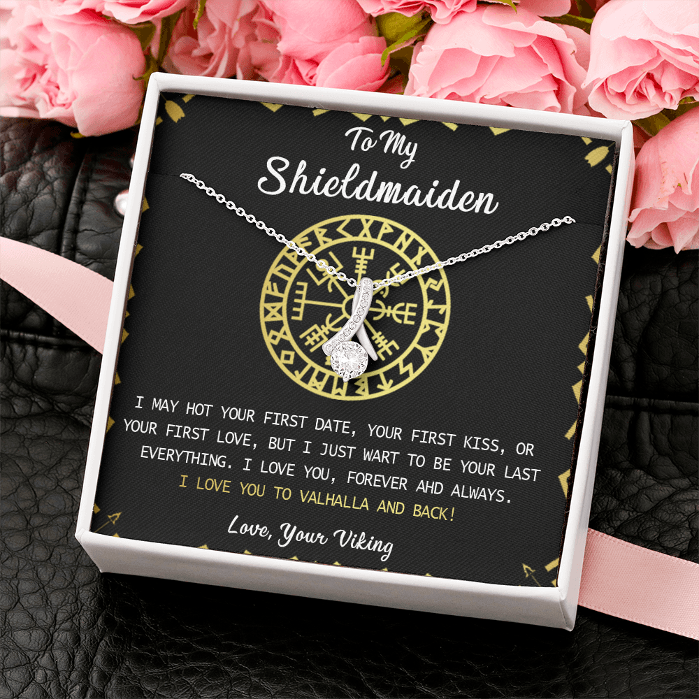 N373B To My Shieldmaiden Necklace, Lagertha Shield Necklace, Gift For Viking Wife