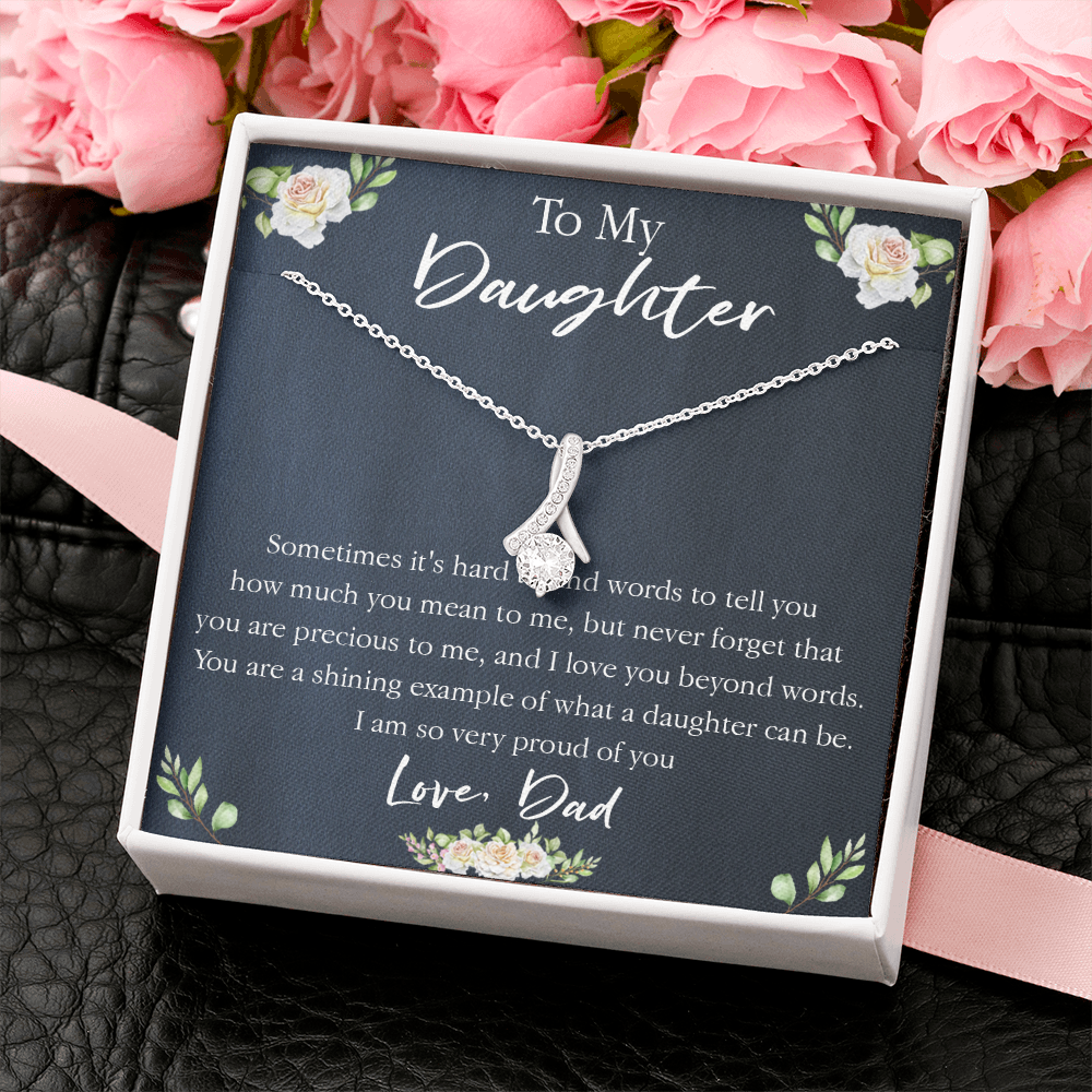 18B Necklace To My Daughter, Floral Necklace Gift for Daughter/Her, Gift From Dad