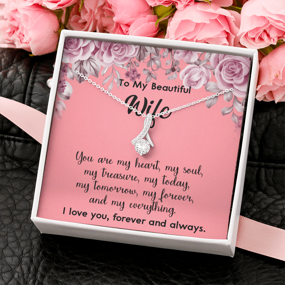 160A To My Beautiful Wife Necklace, Gift for Her, Valentine's Day Necklace Gift