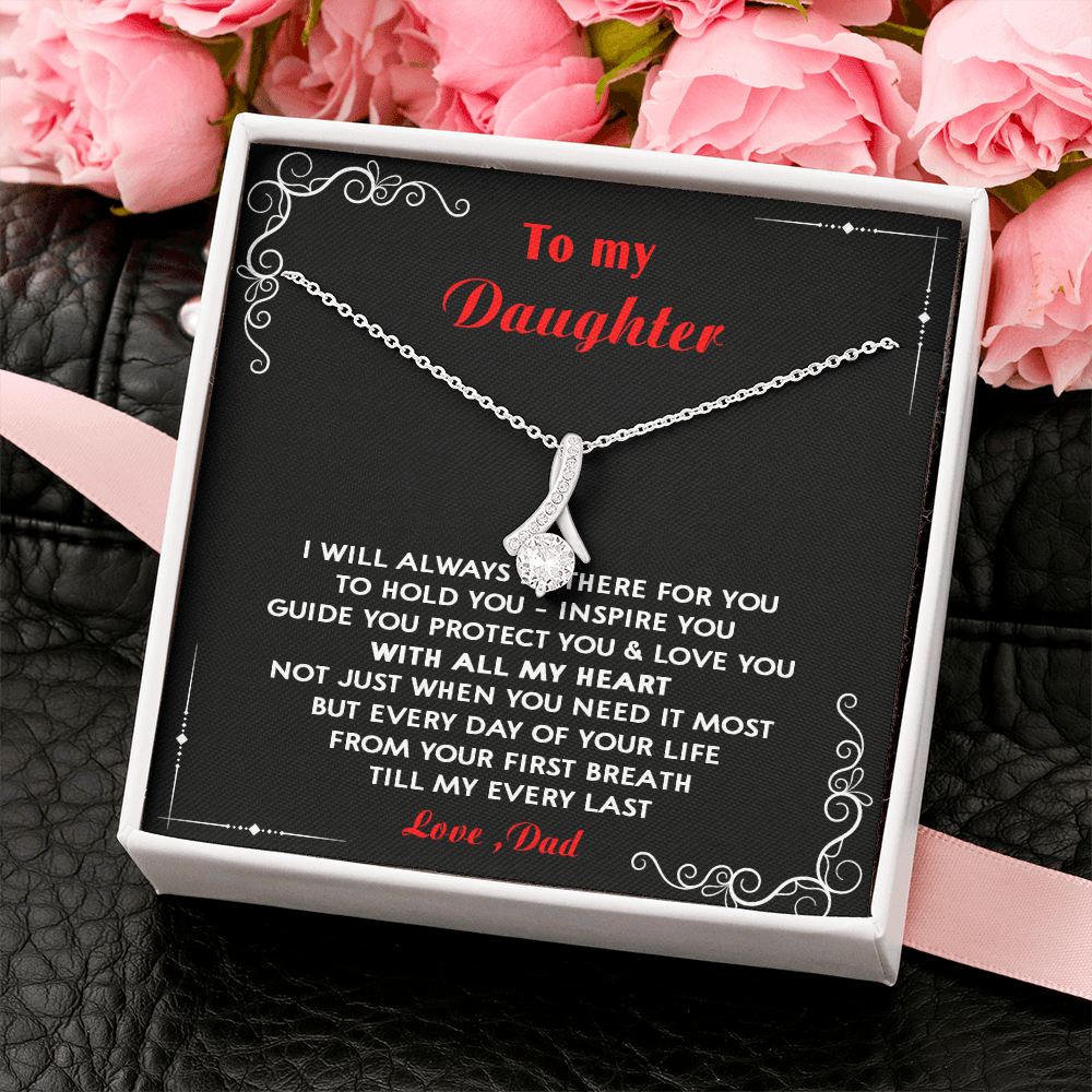 N351B To My Daughter Love Dad - Father and Daughter Necklace Heart Gift from Daddy