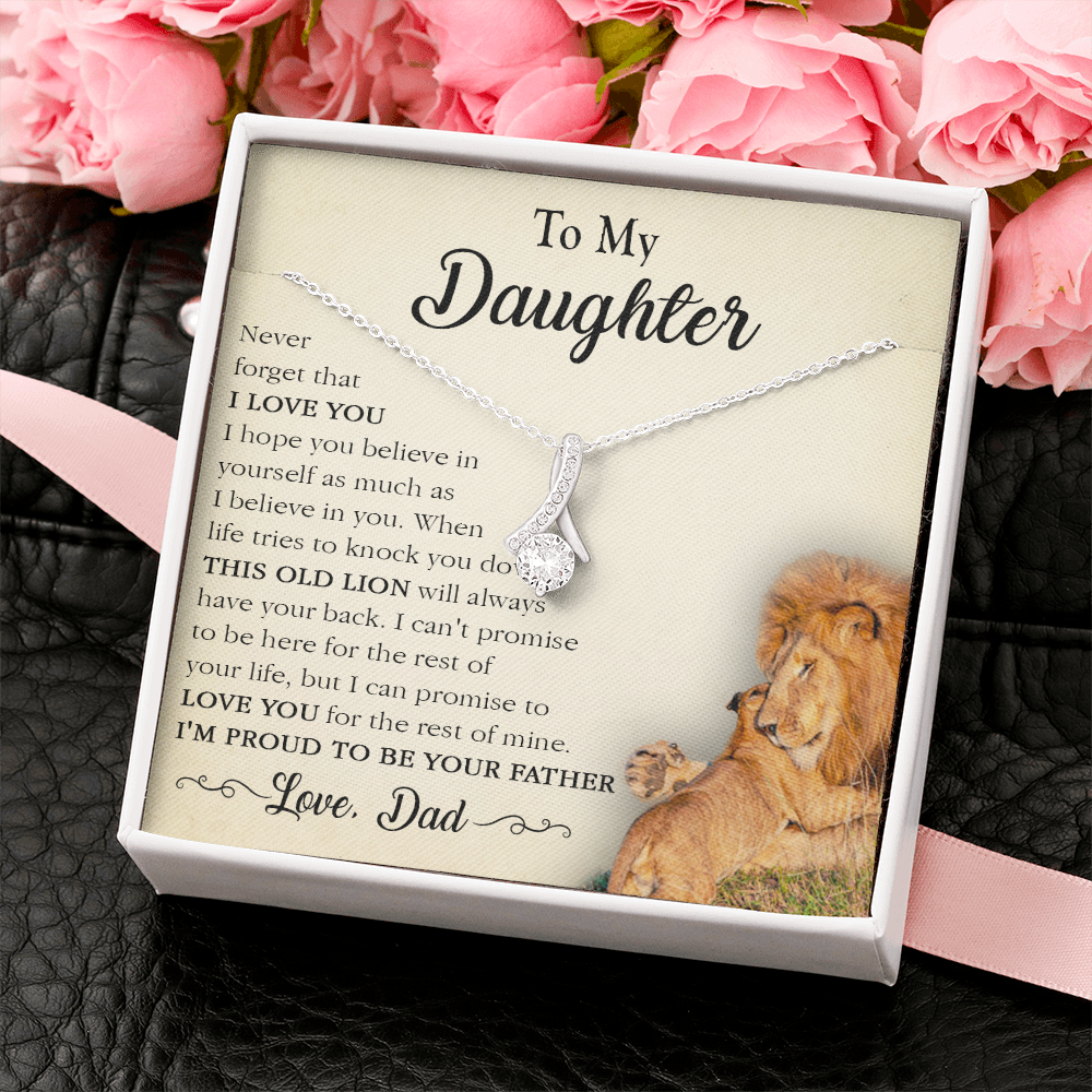 17A Necklace To My Lion Daughter, Necklace Gift for Daughter/Her, Gift From Lion Dad
