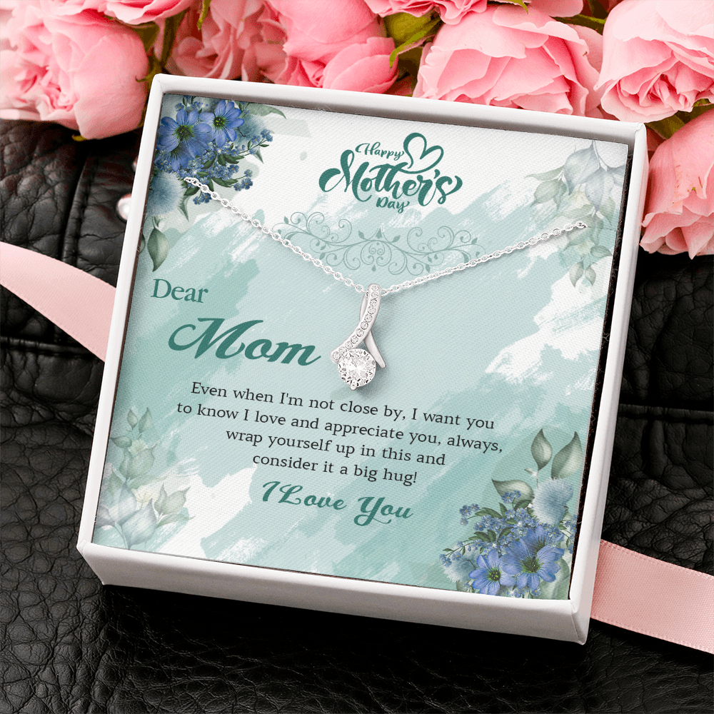 411B Dear Mom I Love You Necklace, Happy Mothers Day Gift Necklace, Necklace Gift Mom