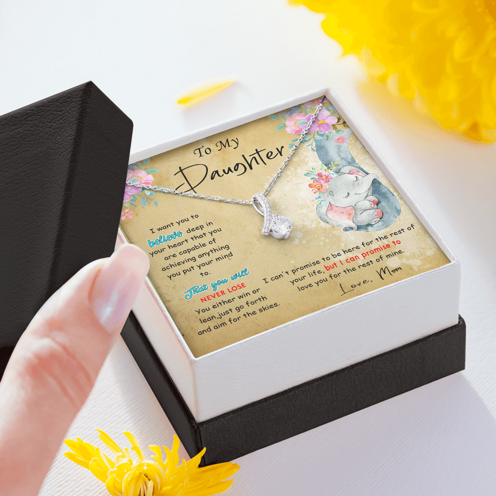 139B To My Daughter Necklace, Perfect Gift for Daughter From Elephant Mom, I Love You