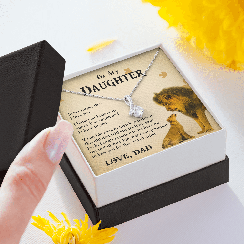 127B Necklace To My Daughter Lion, Daughter Birthday Gift, Lion Dad Necklace Gift