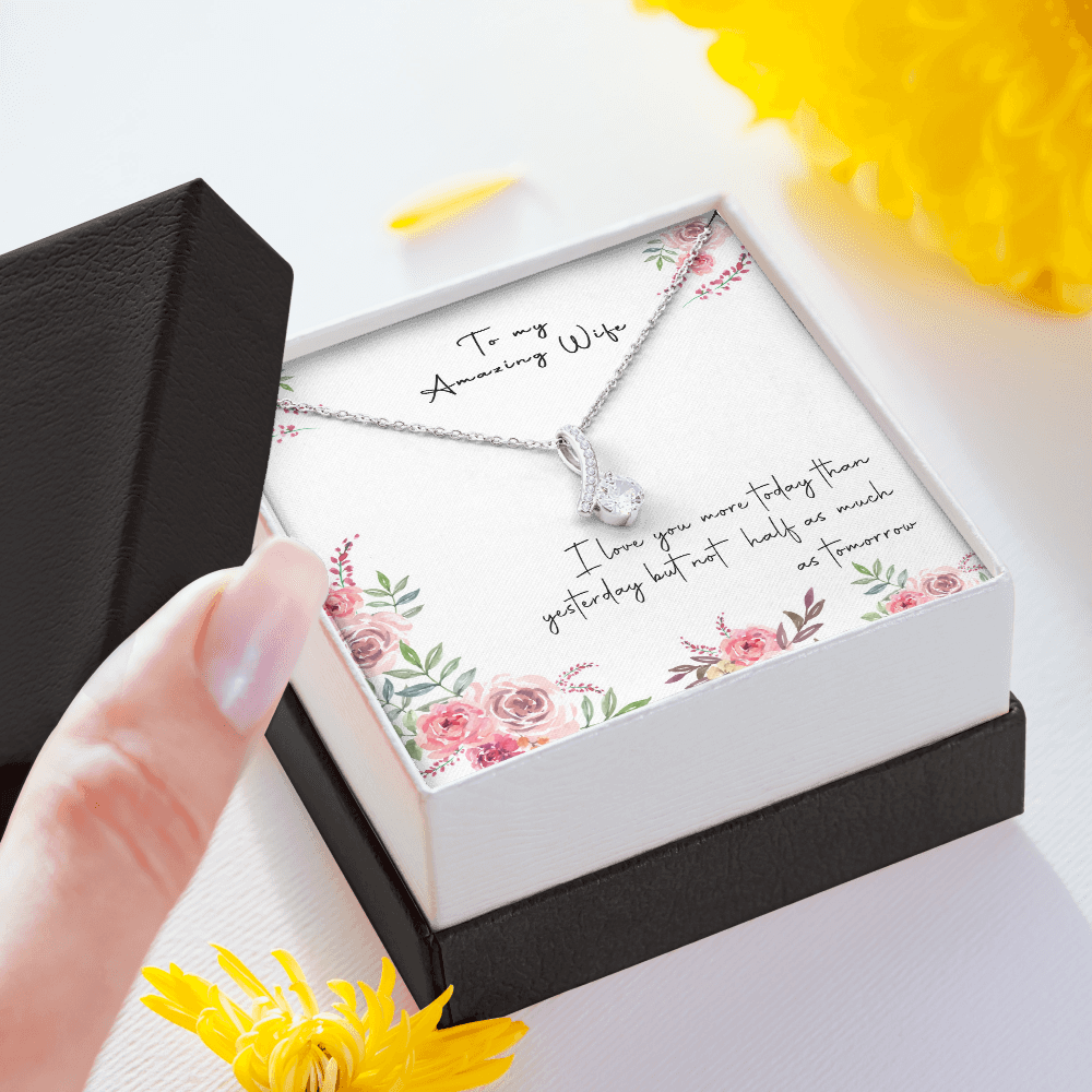166B Necklace Gift To My Amazing Wife, Valentine Gift for Her, I LOVE YOU Forever