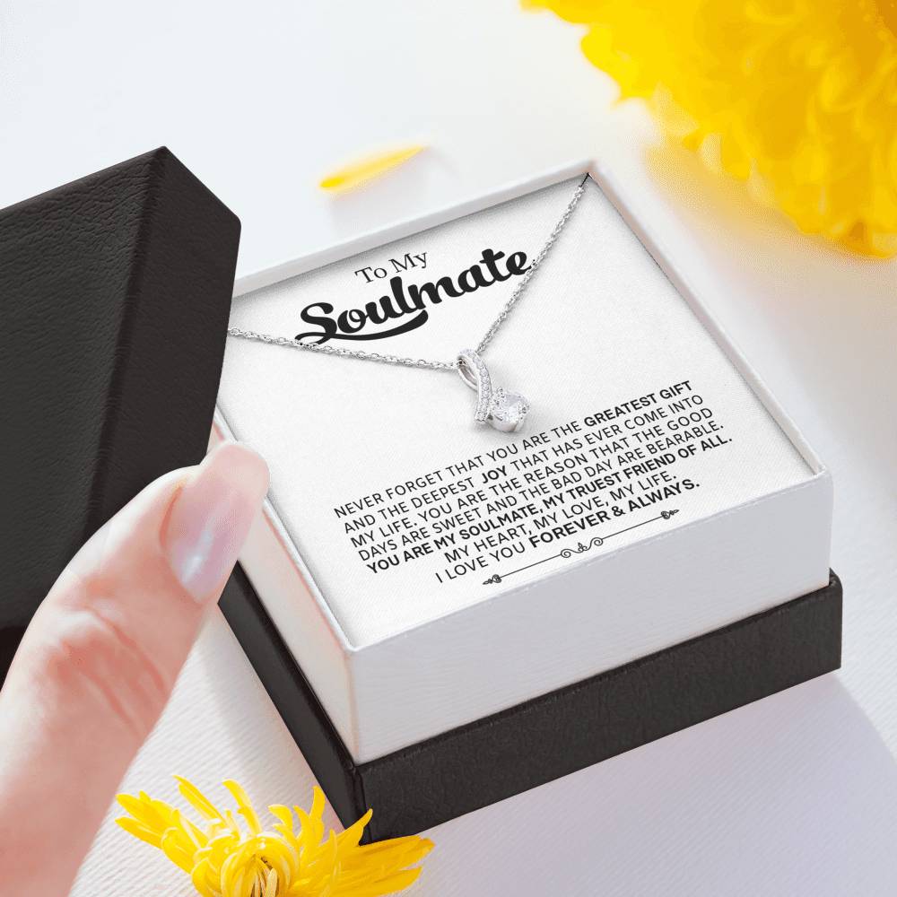 To My Soulmate Necklace Alluring Cubic Zirconia Pendant Gift For Wife Girlfriend