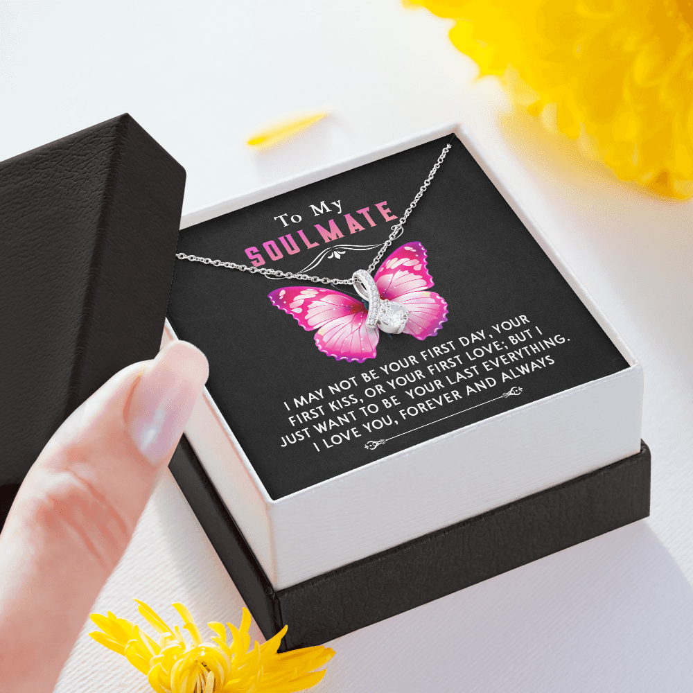 177B Necklace To My Soulmate, Butterfly Women Necklace, I LOVE YOU Forever & Always