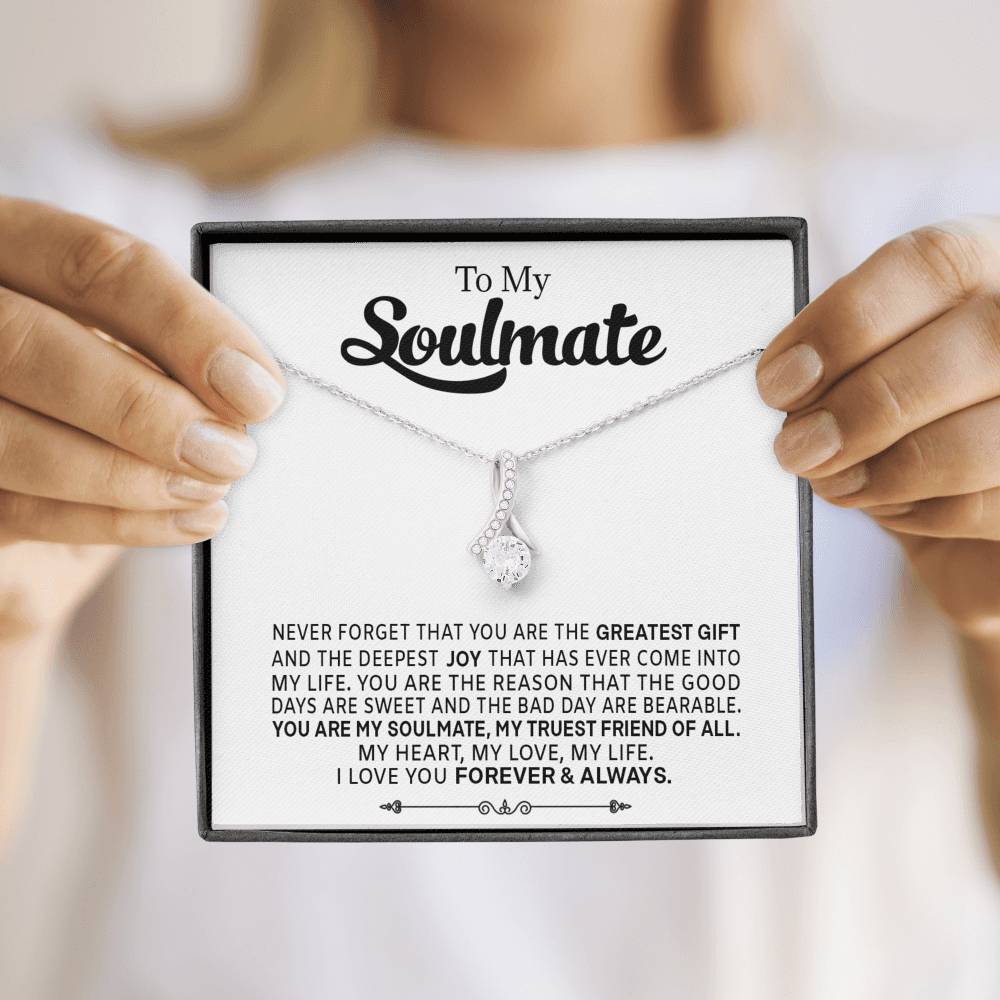To My Soulmate Necklace Alluring Cubic Zirconia Pendant Gift For Wife Girlfriend