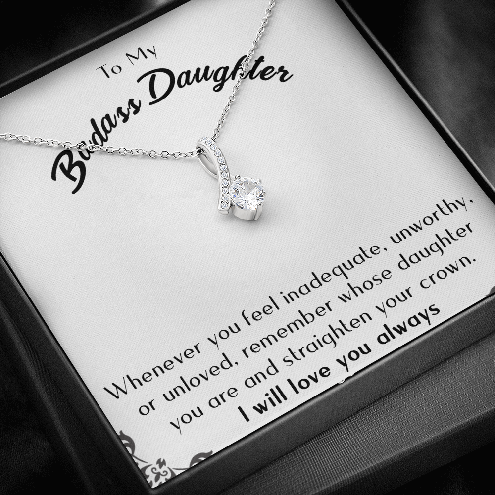 175B Necklace To Badass-Daughter, Daughter Necklace, I LOVE YOU Always From Dad Mom