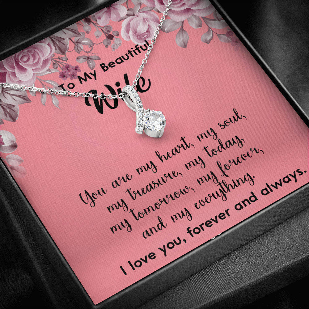 160A To My Beautiful Wife Necklace, Gift for Her, Valentine's Day Necklace Gift