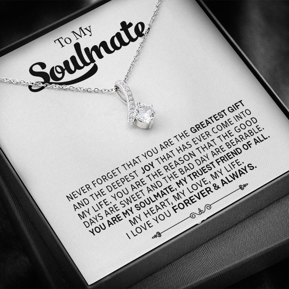 To My Soulmate Necklace Alluring Cubic Zirconia Pendant Gift For Wife Girlfriend
