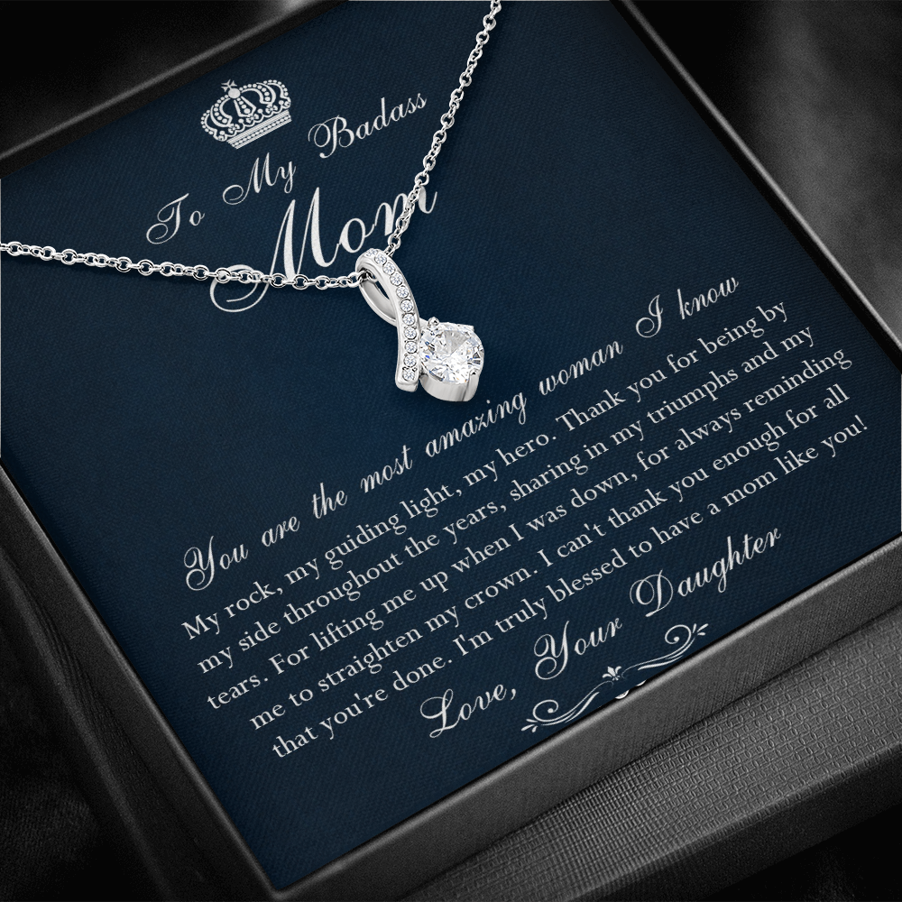 142B Necklace To My Badass Mom, Amazing Woman Necklace, I Love Mom Gift From Daughter