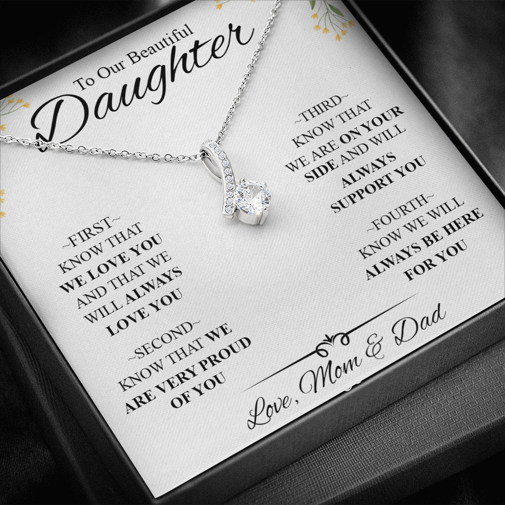 To My Daughter Necklace Knot Gift Birthday, Xmas For Daughter From Mom and Dad 447