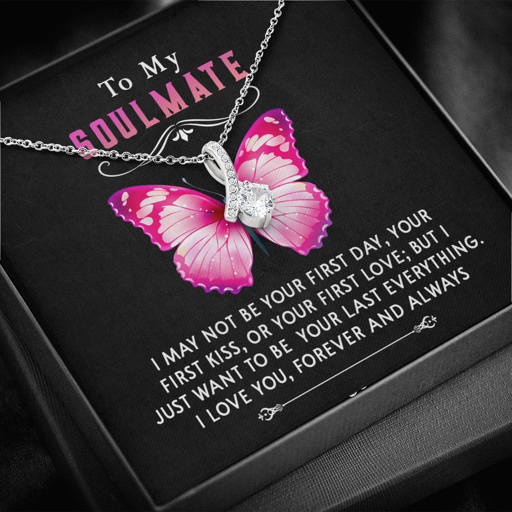 177B Necklace To My Soulmate, Butterfly Women Necklace, I LOVE YOU Forever & Always