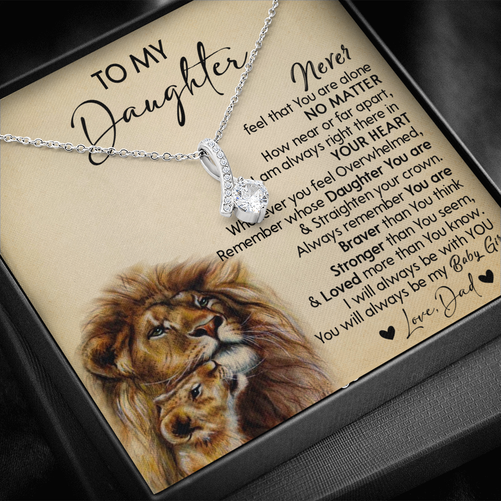 128B Necklace To My Daughter, Gift for Daughter, Birthday Gift, Lion Dad Necklace