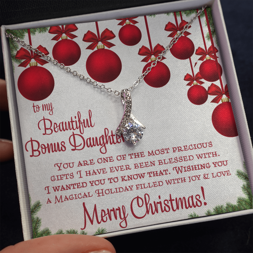 To My Bonus Daughter Christmas Necklace Gift from Stepmom or Stepdad 467