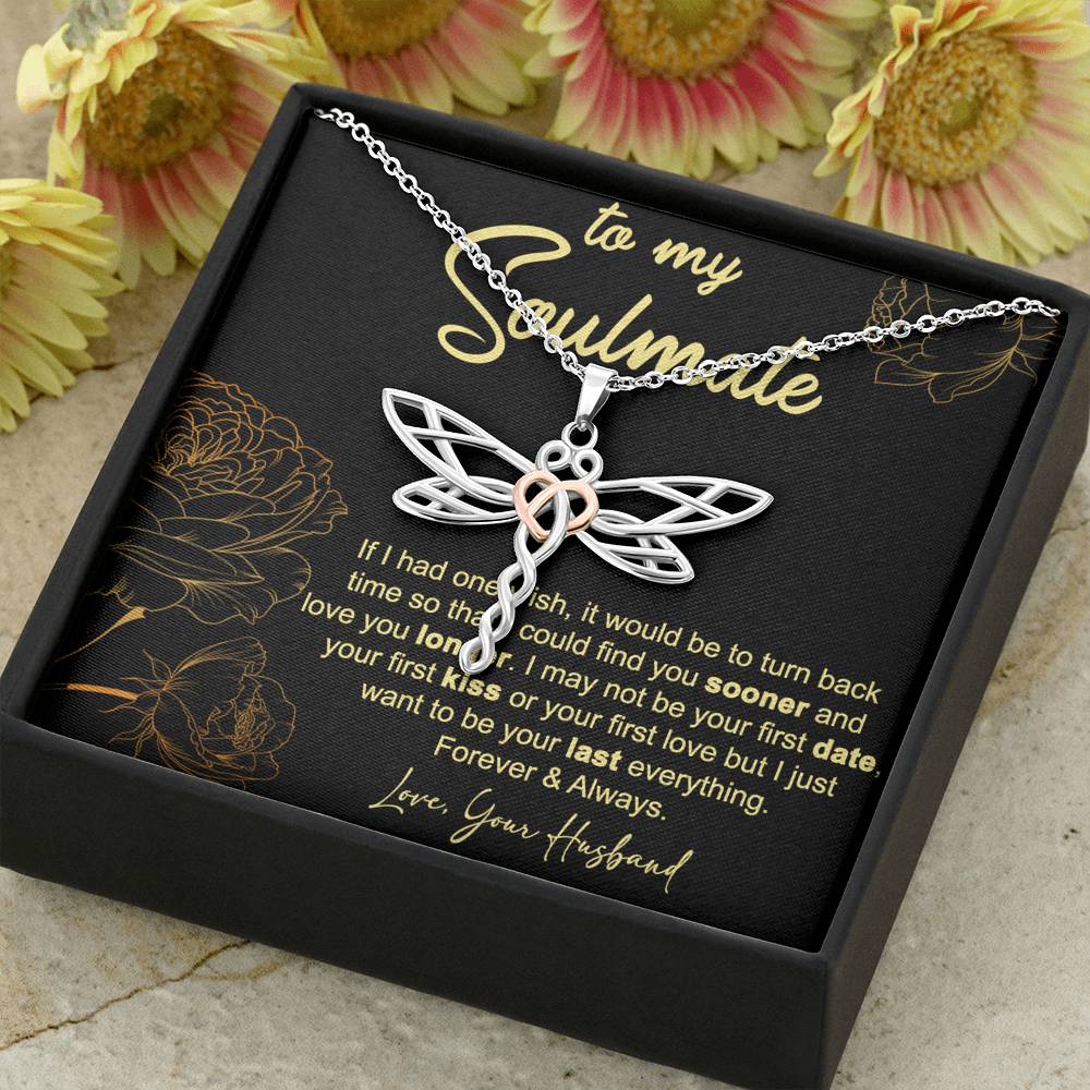 Gift for Her,Wife,Soulmate-Dragonfly Necklace-Birthday,Anniversary