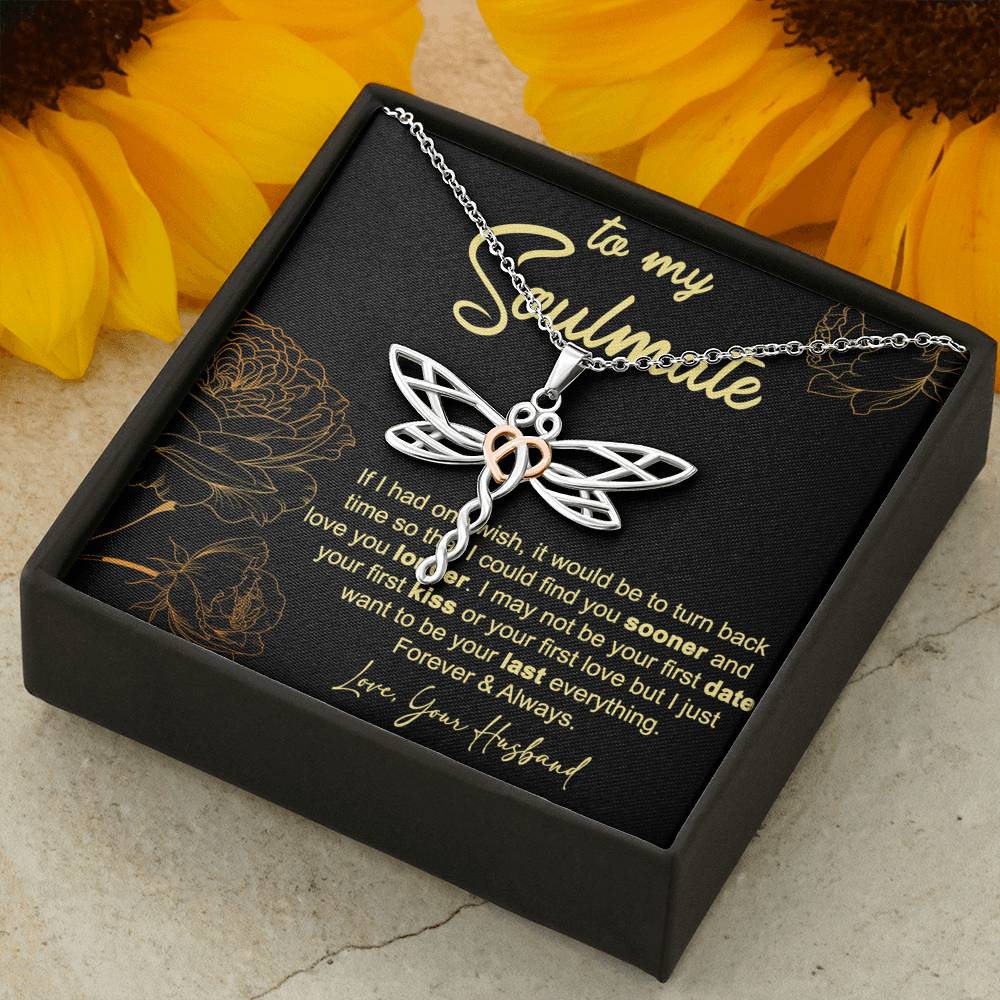 Gift for Her,Wife,Soulmate-Dragonfly Necklace-Birthday,Anniversary